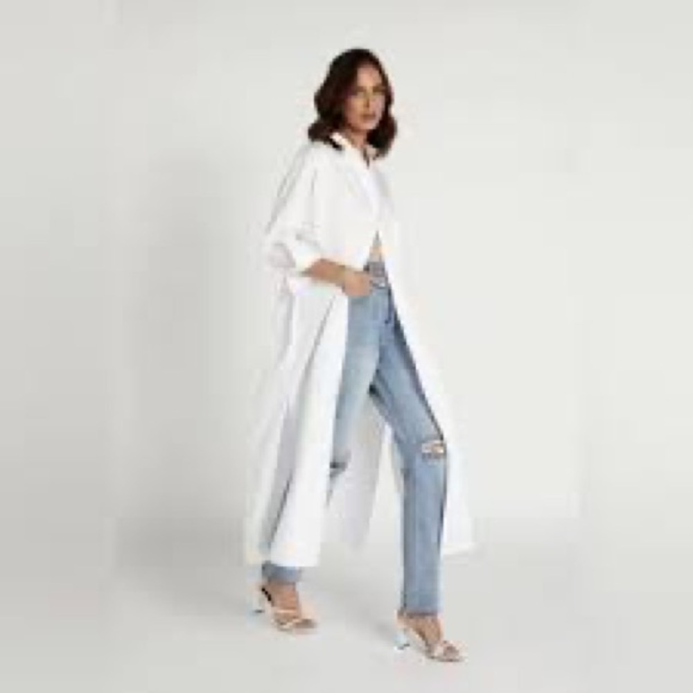 DISSH MILA WHITE COTTON SHIRT MIDI DRESS XS